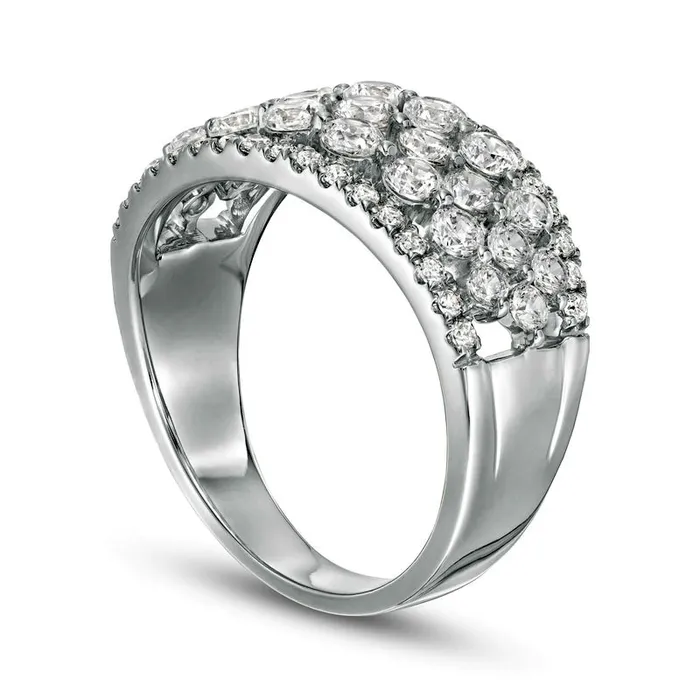Rings Goldia 15 CT TW Natural Diamond MultiRow Wave Ring in Solid 10K White Gold Rings Goldia 15 CT TW Natural Diamond MultiRow Wave Ring in Solid 10K White Gold