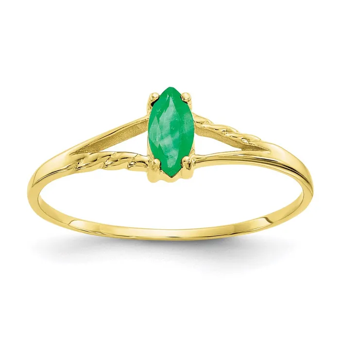 Rings Goldia 10K Yellow Gold Polished Geniune Emerald Birthstone Ring