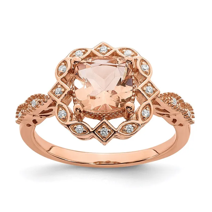 Rings Goldia 14k Rose Gold Morganite Real Diamond Halo Engagement Ring Rings Goldia 14k Rose Gold Morganite Real Diamond Halo Engagement Ring