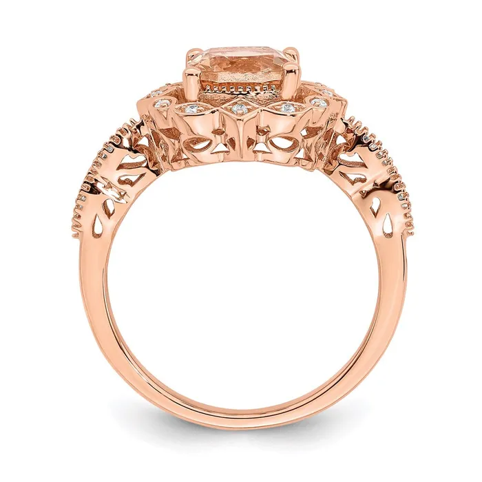 Rings Goldia 14k Rose Gold Morganite Real Diamond Halo Engagement Ring