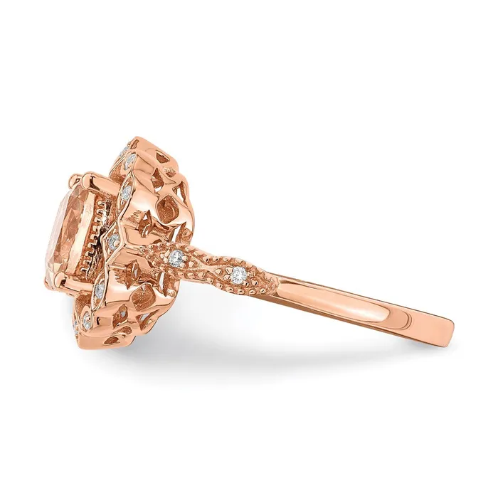 Rings Goldia 14k Rose Gold Morganite Real Diamond Halo Engagement Ring