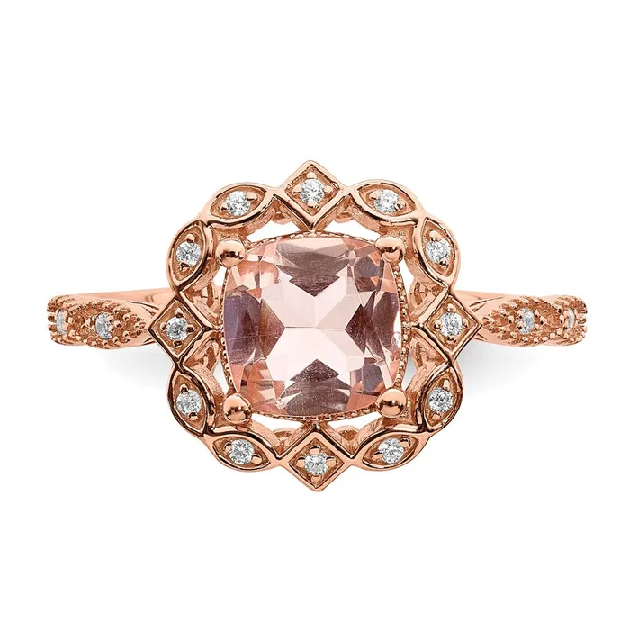 Rings Goldia 14k Rose Gold Morganite Real Diamond Halo Engagement Ring