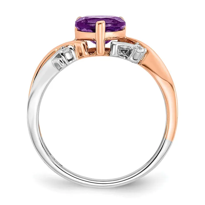 Rings Goldia 14k TwoTone Gold Heart Amethyst and Real Diamond Ring