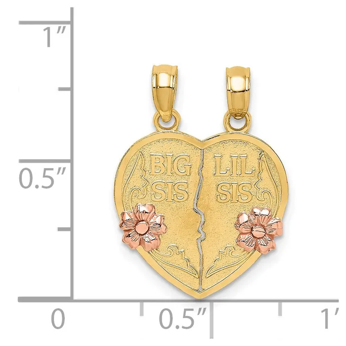 Rings Goldia 14k Twotone Gold Twotone Gold BIG SISLIL SIS Breakapart Heart Charm