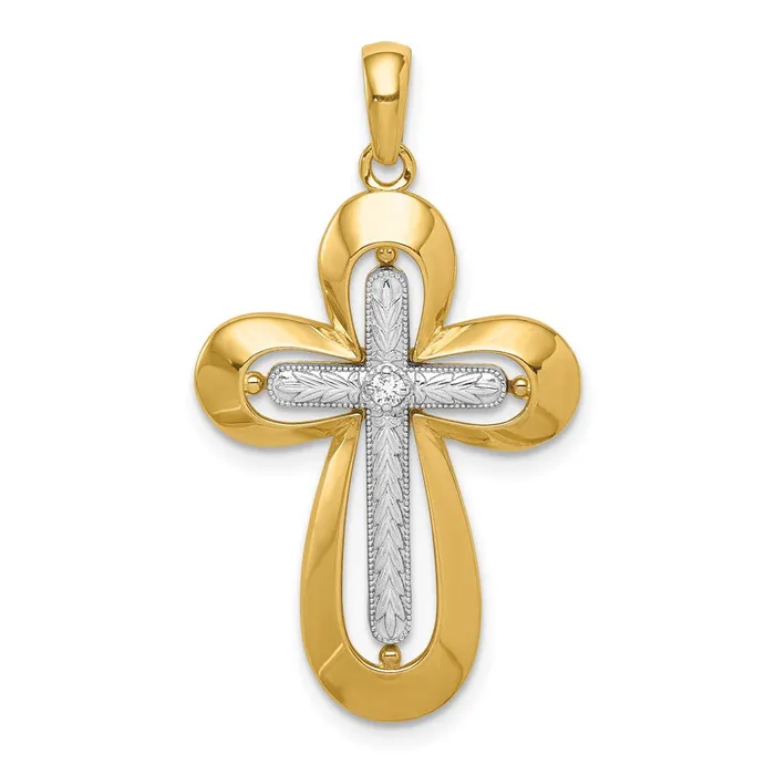 Rings Goldia 14k Twotone Gold Twotone Gold Diamond Polished DC Cross Pendant Rings Goldia 14k Twotone Gold Twotone Gold Diamond Polished DC Cross Pendant