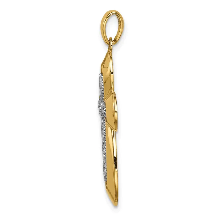 Rings Goldia 14k Twotone Gold Twotone Gold Diamond Polished DC Cross Pendant