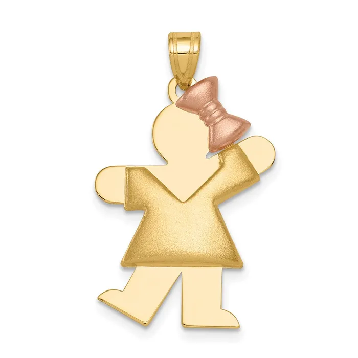Rings Goldia 14k Twotone Gold Twotone Gold Puffed Girl with Bow on Right Engravable Charm Rings Goldia 14k Twotone Gold Twotone Gold Puffed Girl with Bow on Right Engravable Charm