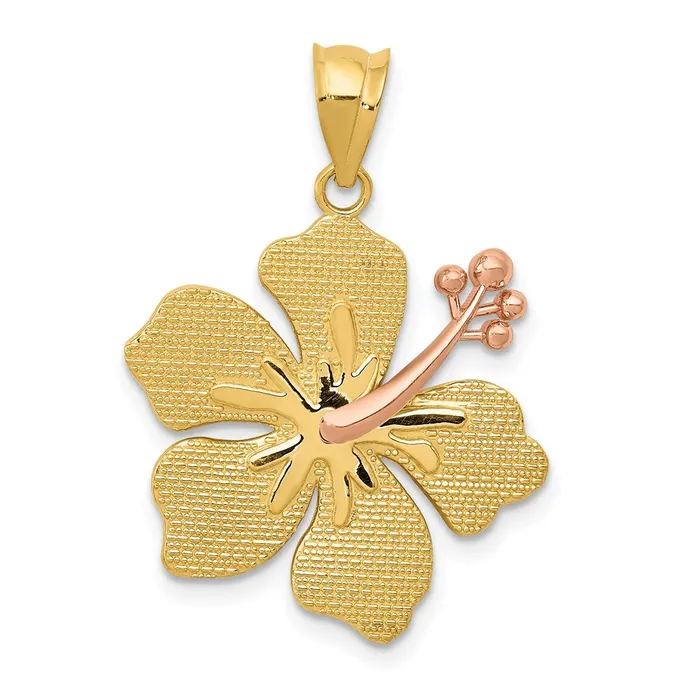 Rings Goldia 14k Twotone Gold YellowRose Hibiscus Charm