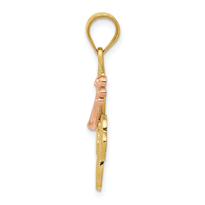 Rings Goldia 14k Twotone Gold YellowRose Hibiscus Charm