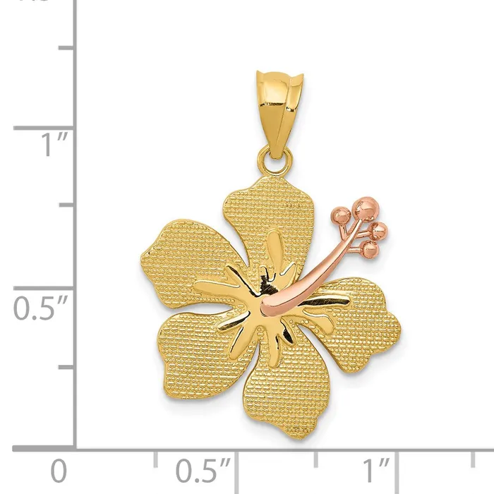 Rings Goldia 14k Twotone Gold YellowRose Hibiscus Charm