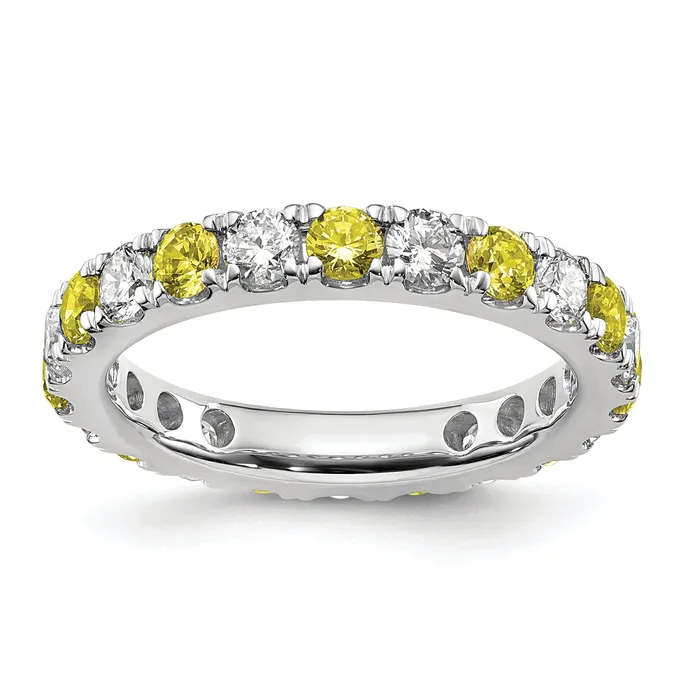 Rings Goldia 14k White Gold 1 Ct Lab Grown Diamond VSSI G and Lab Created Yellow Sapphire Eternity Band Ring Rings Goldia 14k White Gold 1 Ct Lab Grown Diamond VSSI G and Lab Created Yellow Sapphire Eternity Band Ring
