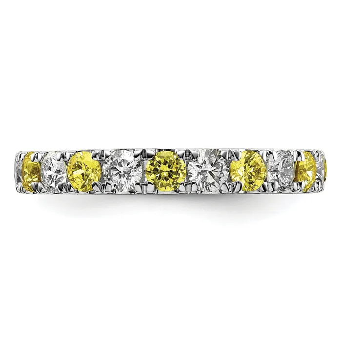 Rings Goldia 14k White Gold 1 Ct Lab Grown Diamond VSSI G and Lab Created Yellow Sapphire Eternity Band Ring