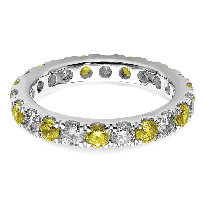 Rings Goldia 14k White Gold 1 Ct Lab Grown Diamond VSSI G and Lab Created Yellow Sapphire Eternity Band Ring