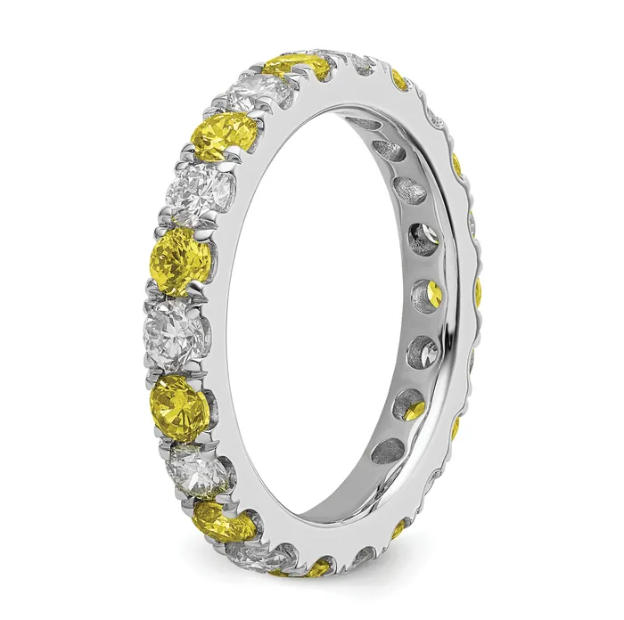 Rings Goldia 14k White Gold 1 Ct Lab Grown Diamond VSSI G and Lab Created Yellow Sapphire Eternity Band Ring