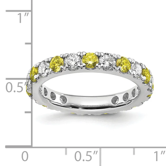 Rings Goldia 14k White Gold 1 Ct Lab Grown Diamond VSSI G and Lab Created Yellow Sapphire Eternity Band Ring
