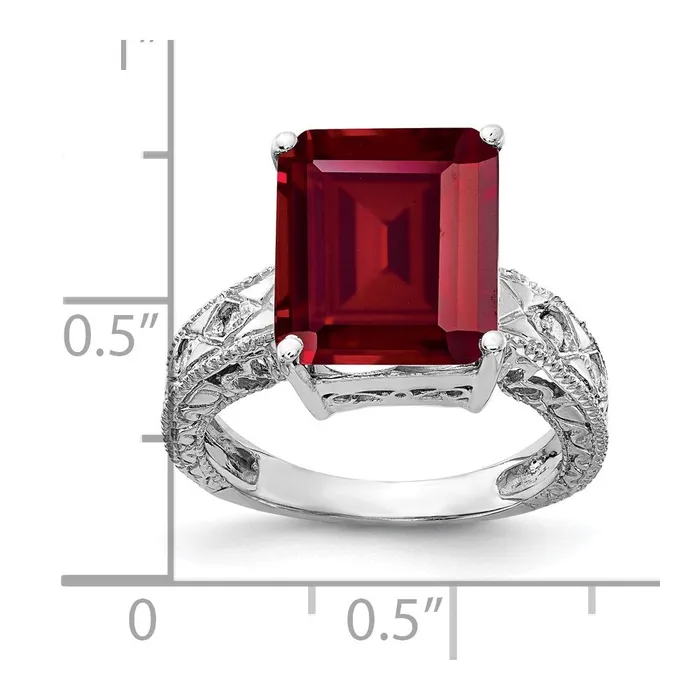 Rings Goldia 14k White Gold 12x10mm Emerald Cut Created Ruby A Real Diamond ring