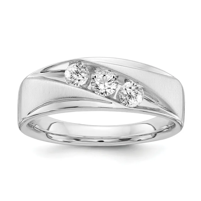 Rings Goldia 14k White Gold 58 Ct Lab Grown Diamond VSSI G Three Stone Mens Ring Rings Goldia 14k White Gold 58 Ct Lab Grown Diamond VSSI G Three Stone Mens Ring
