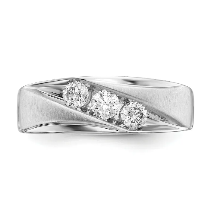 Rings Goldia 14k White Gold 58 Ct Lab Grown Diamond VSSI G Three Stone Mens Ring