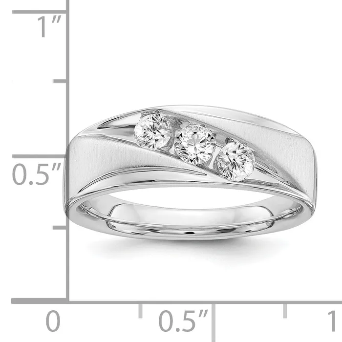 Rings Goldia 14k White Gold 58 Ct Lab Grown Diamond VSSI G Three Stone Mens Ring