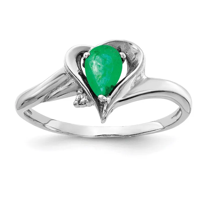Rings Goldia 14k White Gold 6x4mm Pear Emerald A Real Diamond ring