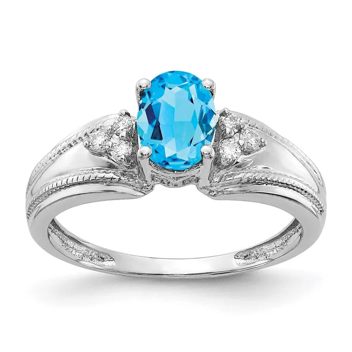 Rings Goldia 14k White Gold 7x5mm Oval Blue Topaz A Real Diamond ring
