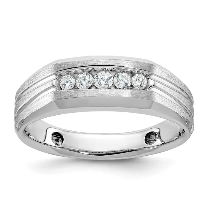 Rings Goldia 14k White Gold Mens Polished and Satin Diamond Ring Mounting Rings Goldia 14k White Gold Mens Polished and Satin Diamond Ring Mounting