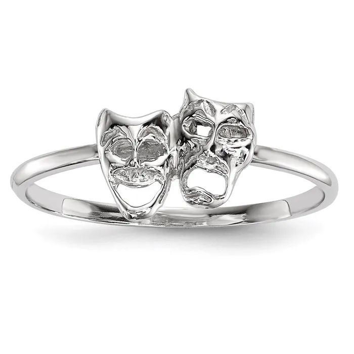 Rings Goldia 14k White Gold Polished Tragedy and Comedy Mask Ring