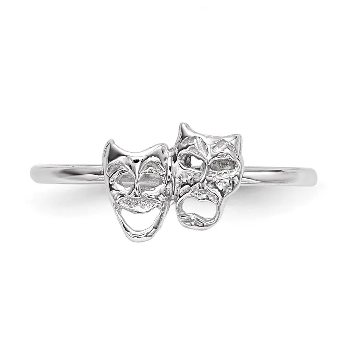 Rings Goldia 14k White Gold Polished Tragedy and Comedy Mask Ring