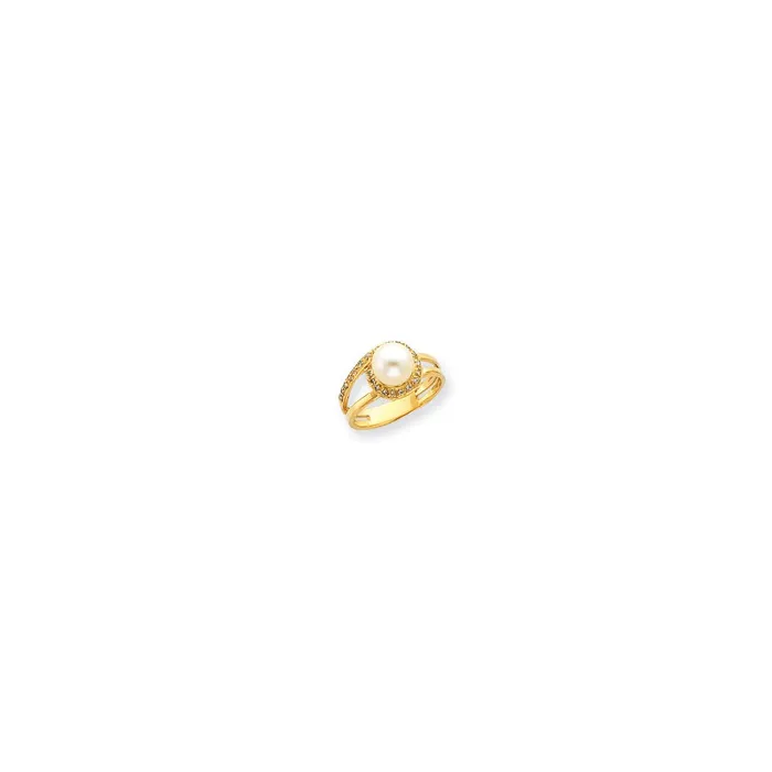 Rings Goldia 14k Yellow Gold 75mm FW Cultured Pearl AAA Diamond ring