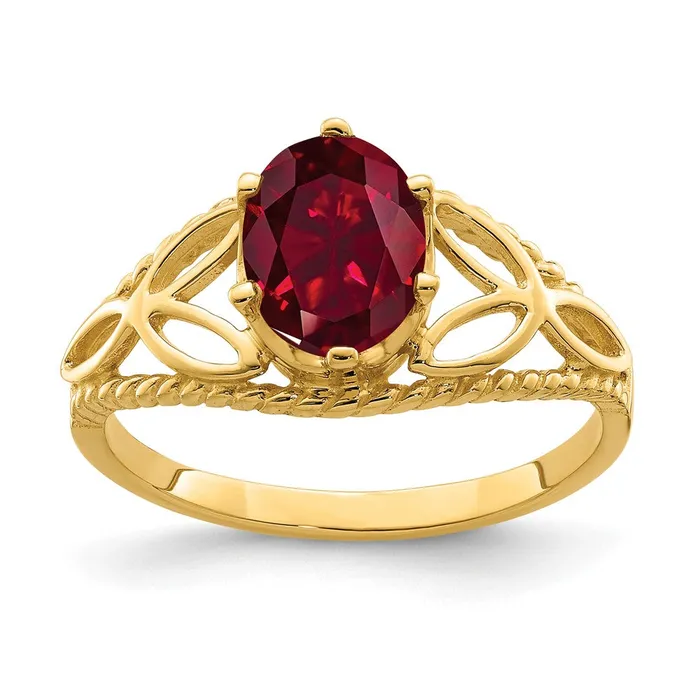 Rings Goldia 14K Yellow Gold 8x6mm Oval Created Ruby ring