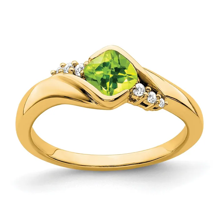 Rings Goldia 14K Yellow Gold Peridot and Real Diamond Ring