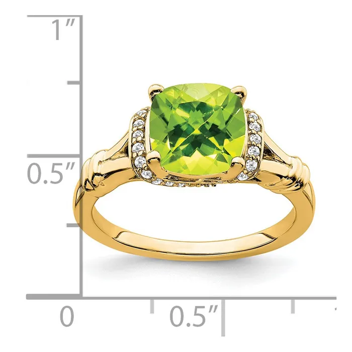 Rings Goldia 14K Yellow Gold Peridot and Real Diamond Ring