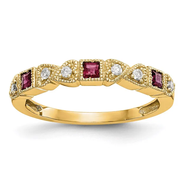 Rings Goldia 14k Yellow Gold Real Diamond wRuby Band
