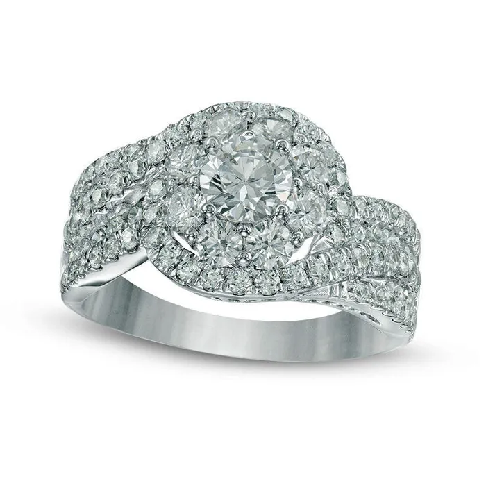 Rings Goldia 20 CT TW Natural Diamond Frame Swirl Engagement Ring in Solid 14K White Gold Rings Goldia 20 CT TW Natural Diamond Frame Swirl Engagement Ring in Solid 14K White Gold