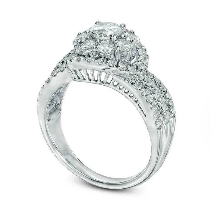 Rings Goldia 20 CT TW Natural Diamond Frame Swirl Engagement Ring in Solid 14K White Gold Rings Goldia 20 CT TW Natural Diamond Frame Swirl Engagement Ring in Solid 14K White Gold