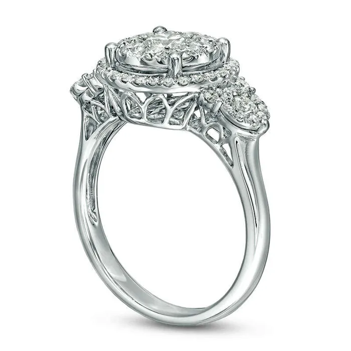 Rings Goldia 210 CT TW Composite Natural Diamond Frame Three Stone Engagement Ring in Solid 14K White Gold Rings Goldia 210 CT TW Composite Natural Diamond Frame Three Stone Engagement Ring in Solid 14K White Gold