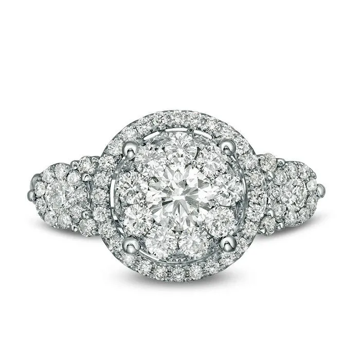 Rings Goldia 210 CT TW Composite Natural Diamond Frame Three Stone Engagement Ring in Solid 14K White Gold Rings Goldia 210 CT TW Composite Natural Diamond Frame Three Stone Engagement Ring in Solid 14K White Gold