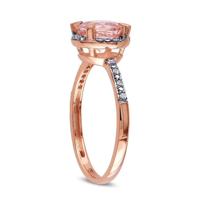 Rings Goldia 70mm Morganite and Natural Diamond Accent Engagement Ring in Solid 10K Rose Gold Rings Goldia 70mm Morganite and Natural Diamond Accent Engagement Ring in Solid 10K Rose Gold