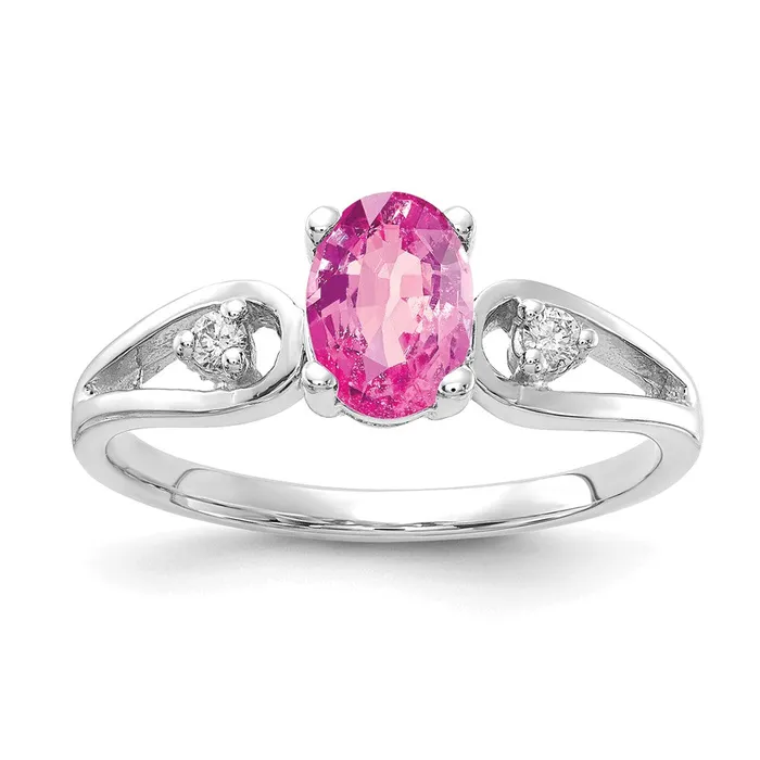Rings goldiaca 14k White Gold 7x5mm Oval Pink Sapphire VS Real Diamond ring Rings goldiaca 14k White Gold 7x5mm Oval Pink Sapphire VS Real Diamond ring