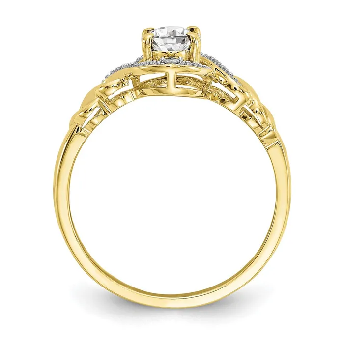 Rings Goldiacom 10K Yellow Gold White Topaz and Real Diamond Ring