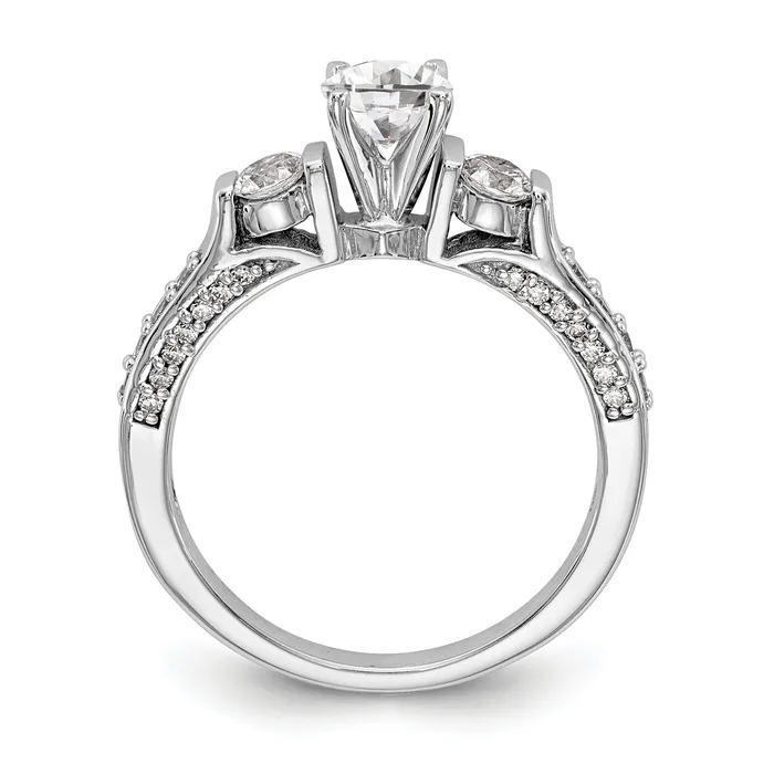 Rings Goldiacom 14K White Gold 3 Stone Diamond Peg Set CZ Engagement Ring