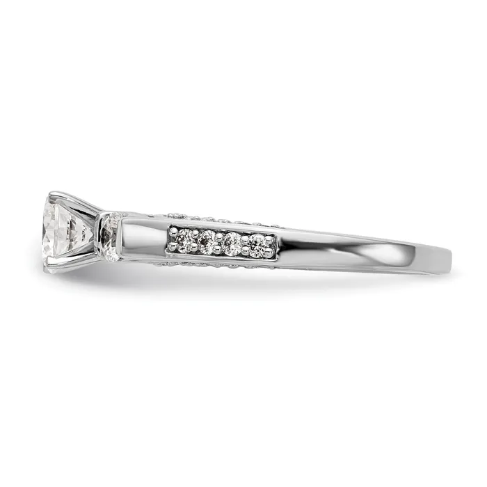 Rings Goldiacom 14K White Gold 3 Stone Diamond Peg Set CZ Engagement Ring