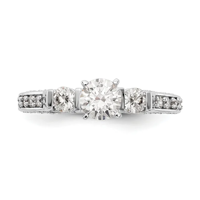 Rings Goldiacom 14K White Gold 3 Stone Diamond Peg Set CZ Engagement Ring