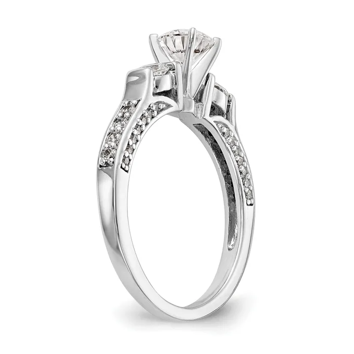 Rings Goldiacom 14K White Gold 3 Stone Diamond Peg Set CZ Engagement Ring