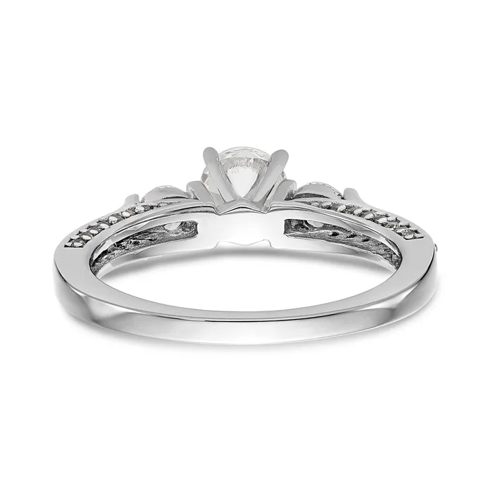 Rings Goldiacom 14K White Gold 3 Stone Diamond Peg Set CZ Engagement Ring