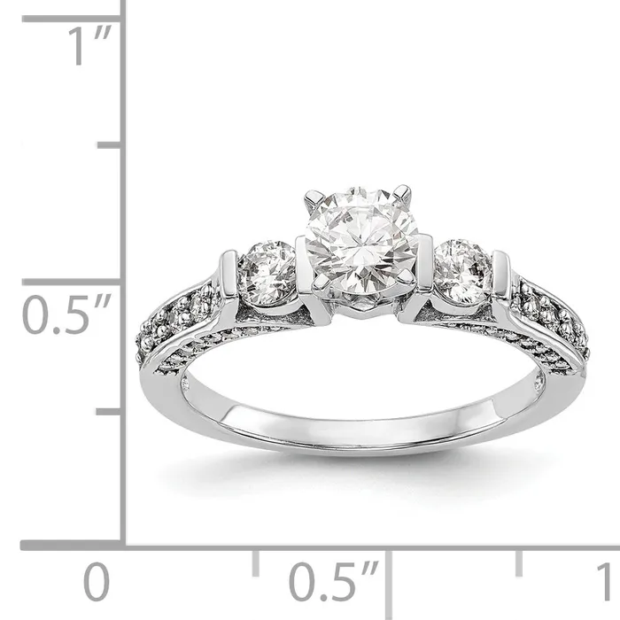 Rings Goldiacom 14K White Gold 3 Stone Diamond Peg Set CZ Engagement Ring