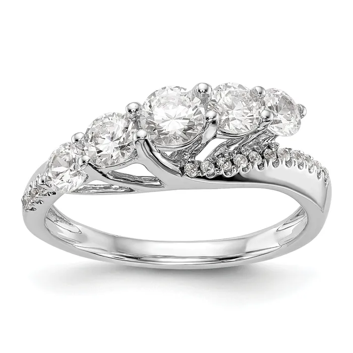 Rings Goldiacom 14K White Gold 5 Stone Simulated Diamond Engagement Ring Rings Goldiacom 14K White Gold 5 Stone Simulated Diamond Engagement Ring