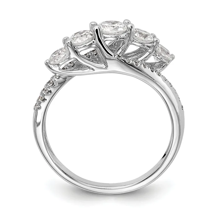 Rings Goldiacom 14K White Gold 5 Stone Simulated Diamond Engagement Ring