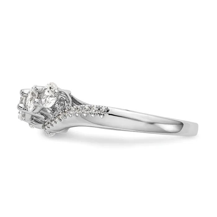Rings Goldiacom 14K White Gold 5 Stone Simulated Diamond Engagement Ring