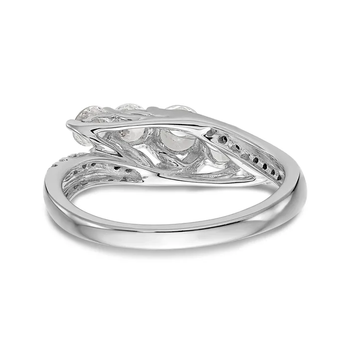 Rings Goldiacom 14K White Gold 5 Stone Simulated Diamond Engagement Ring